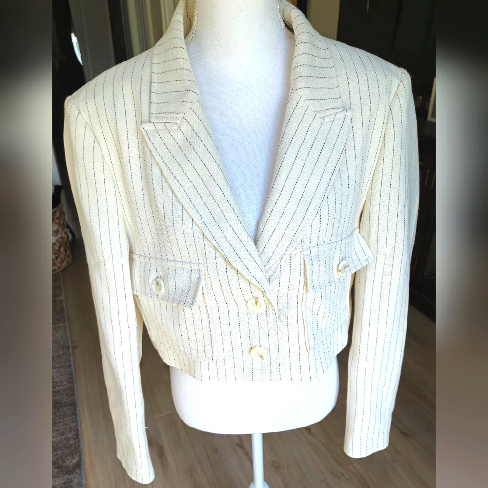 Zara Cropped Chic Striped Blazer